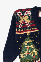 Vintage Kids Navy Blue Tiara International Ugly Christmas Cardigan (1990s)