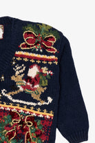 Vintage Kids Navy Blue Tiara International Ugly Christmas Cardigan (1990s)