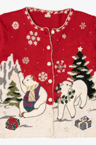Vintage Red Polar Bears Ugly Christmas Cardigan (1990s)