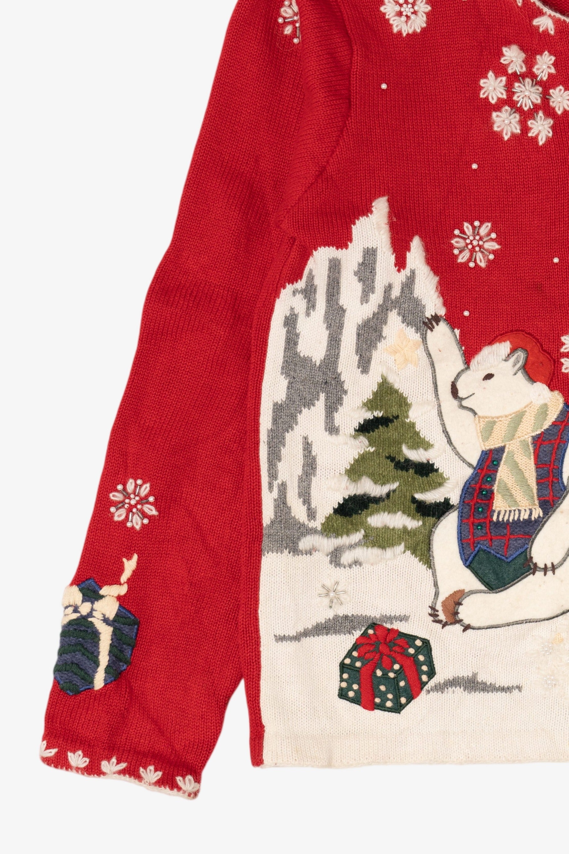 Vintage Red Polar Bears Ugly Christmas Cardigan (1990s)
