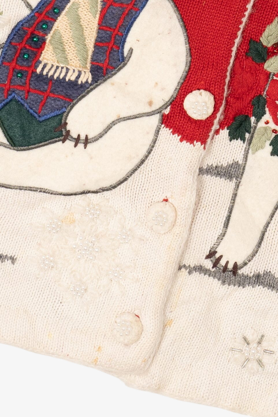 Vintage Red Polar Bears Ugly Christmas Cardigan (1990s)