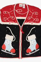 Vintage Black Jason Maxwell Ice Skates Ugly Christmas Cardigan (1990s)