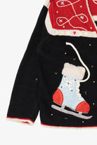 Vintage Black Jason Maxwell Ice Skates Ugly Christmas Cardigan (1990s)