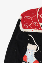 Vintage Black Jason Maxwell Ice Skates Ugly Christmas Cardigan (1990s)