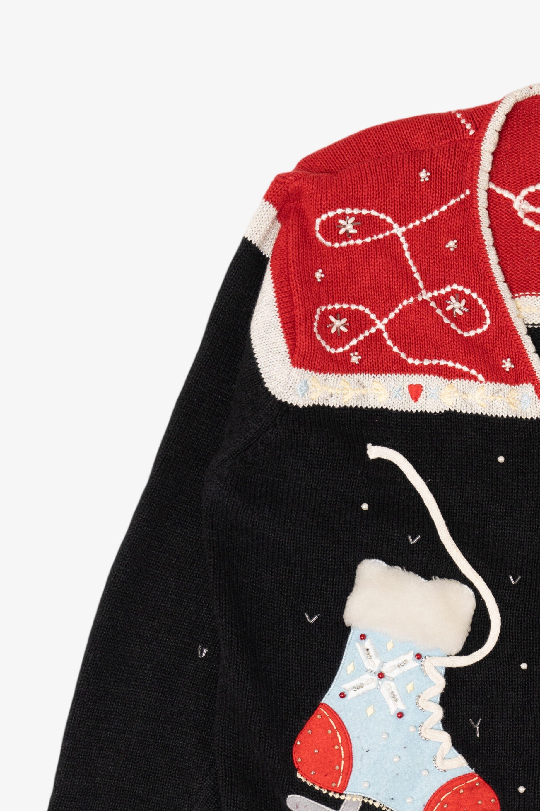 Vintage Black Jason Maxwell Ice Skates Ugly Christmas Cardigan (1990s)