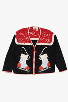 Vintage Black Jason Maxwell Ice Skates Ugly Christmas Cardigan (1990s)