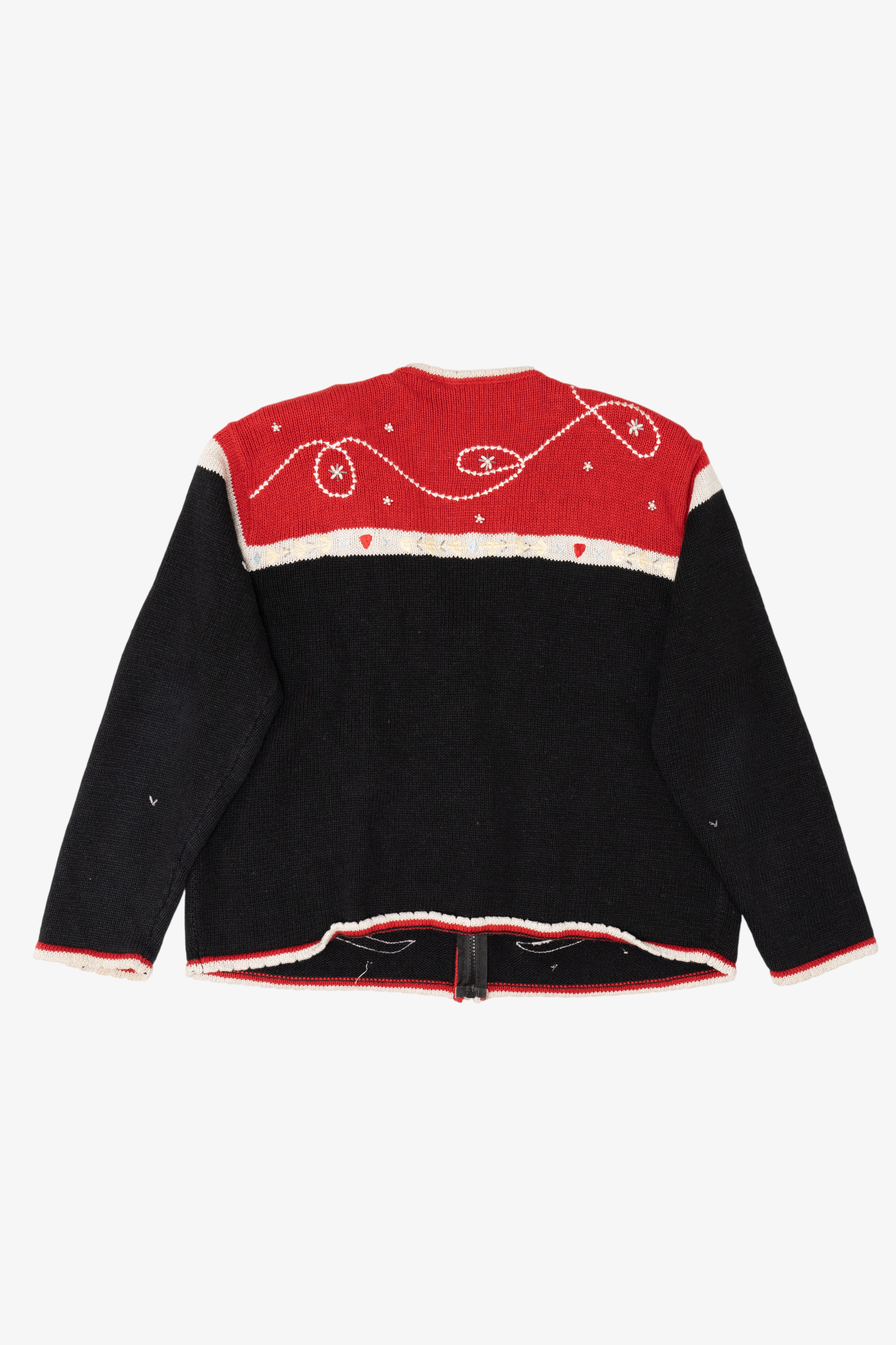 Vintage Black Jason Maxwell Ice Skates Ugly Christmas Cardigan (1990s)