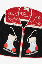Vintage Black Jason Maxwell Ice Skates Ugly Christmas Cardigan (1990s)