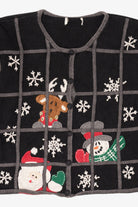 Vintage Black Santa In The Window Ugly Christmas Cardigan (1990s)