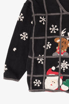 Vintage Black Santa In The Window Ugly Christmas Cardigan (1990s)