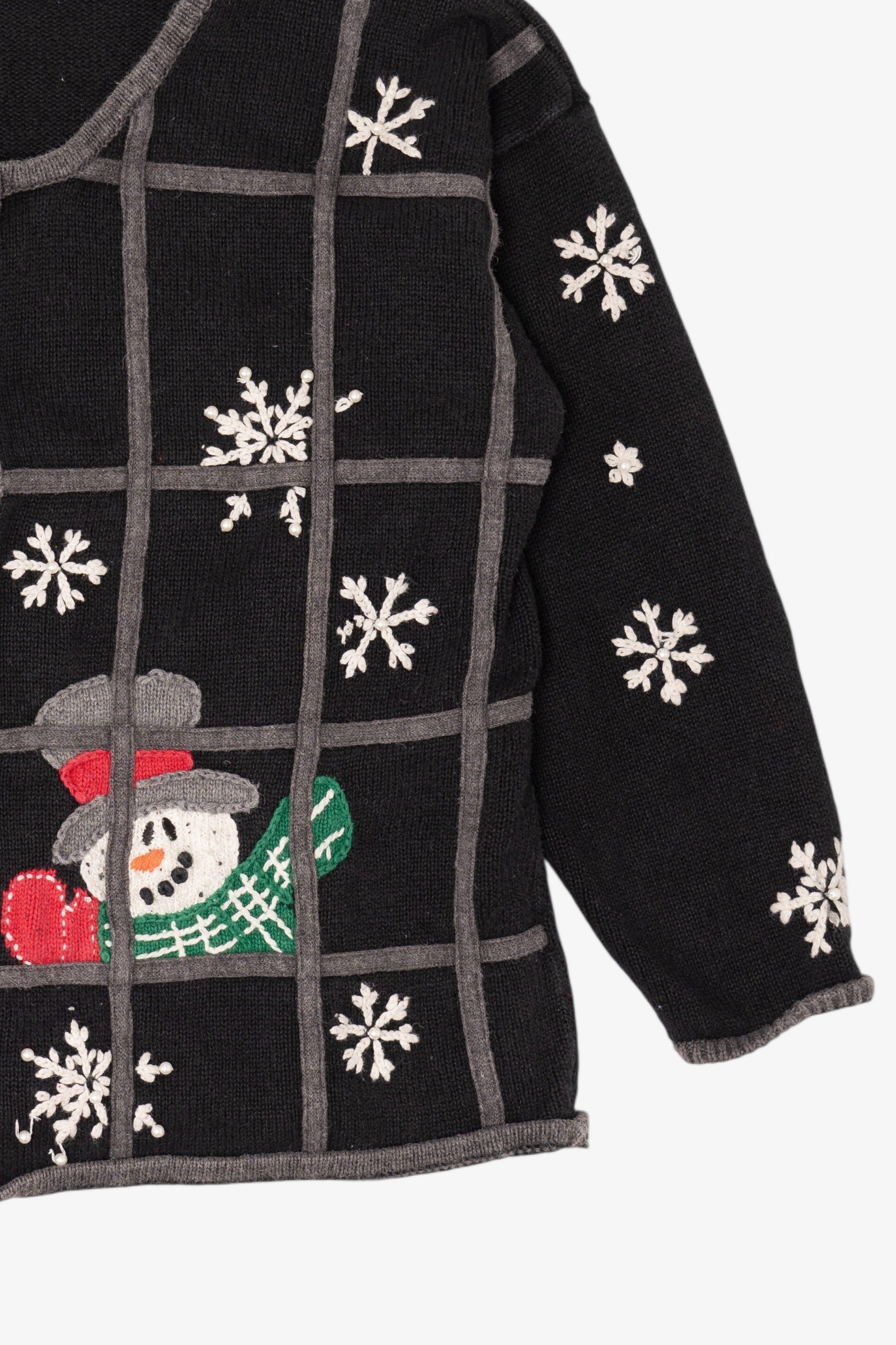 Vintage Black Santa In The Window Ugly Christmas Cardigan (1990s)