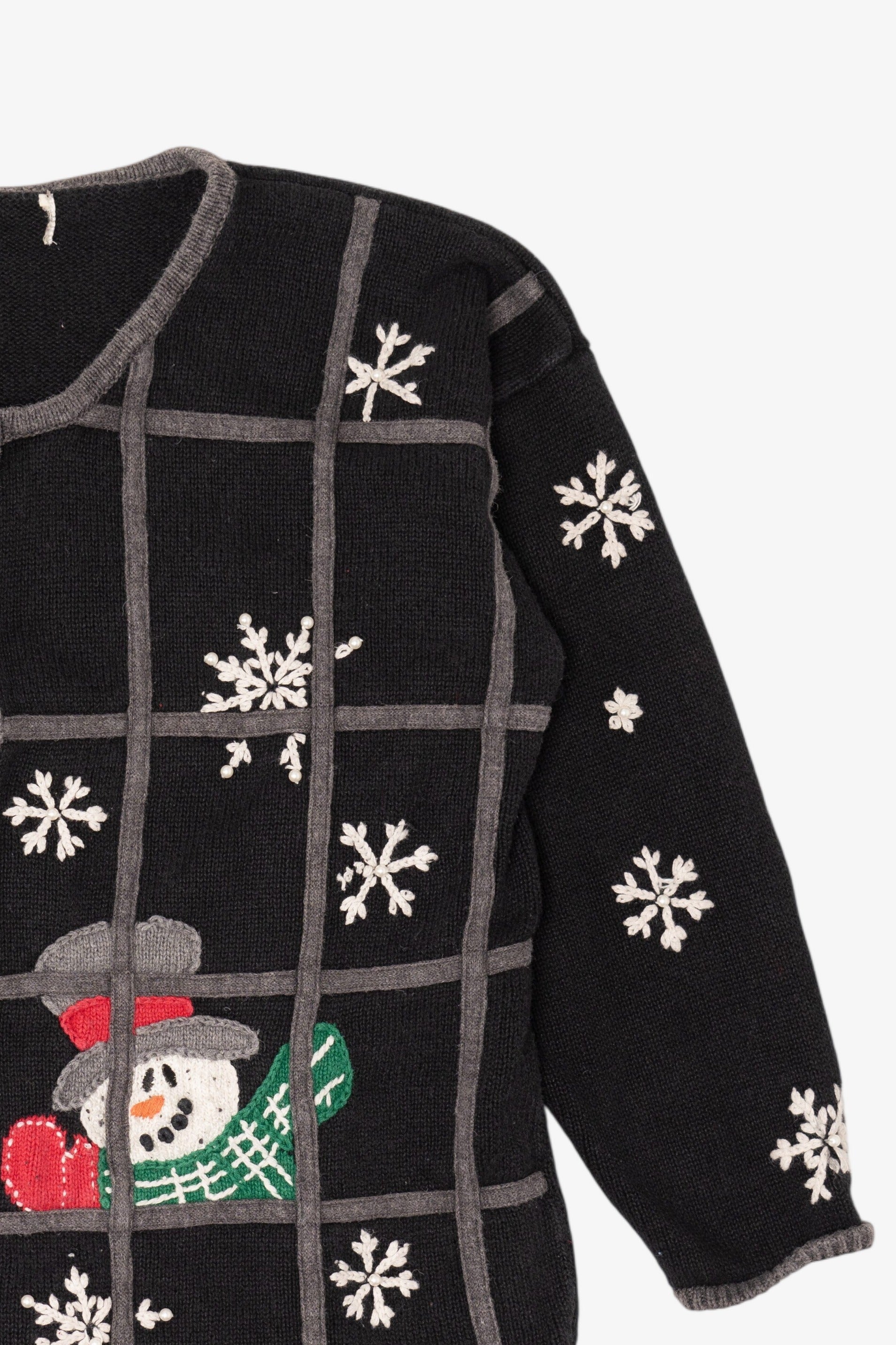 Vintage Black Santa In The Window Ugly Christmas Cardigan (1990s)