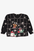 Vintage Black Santa In The Window Ugly Christmas Cardigan (1990s)