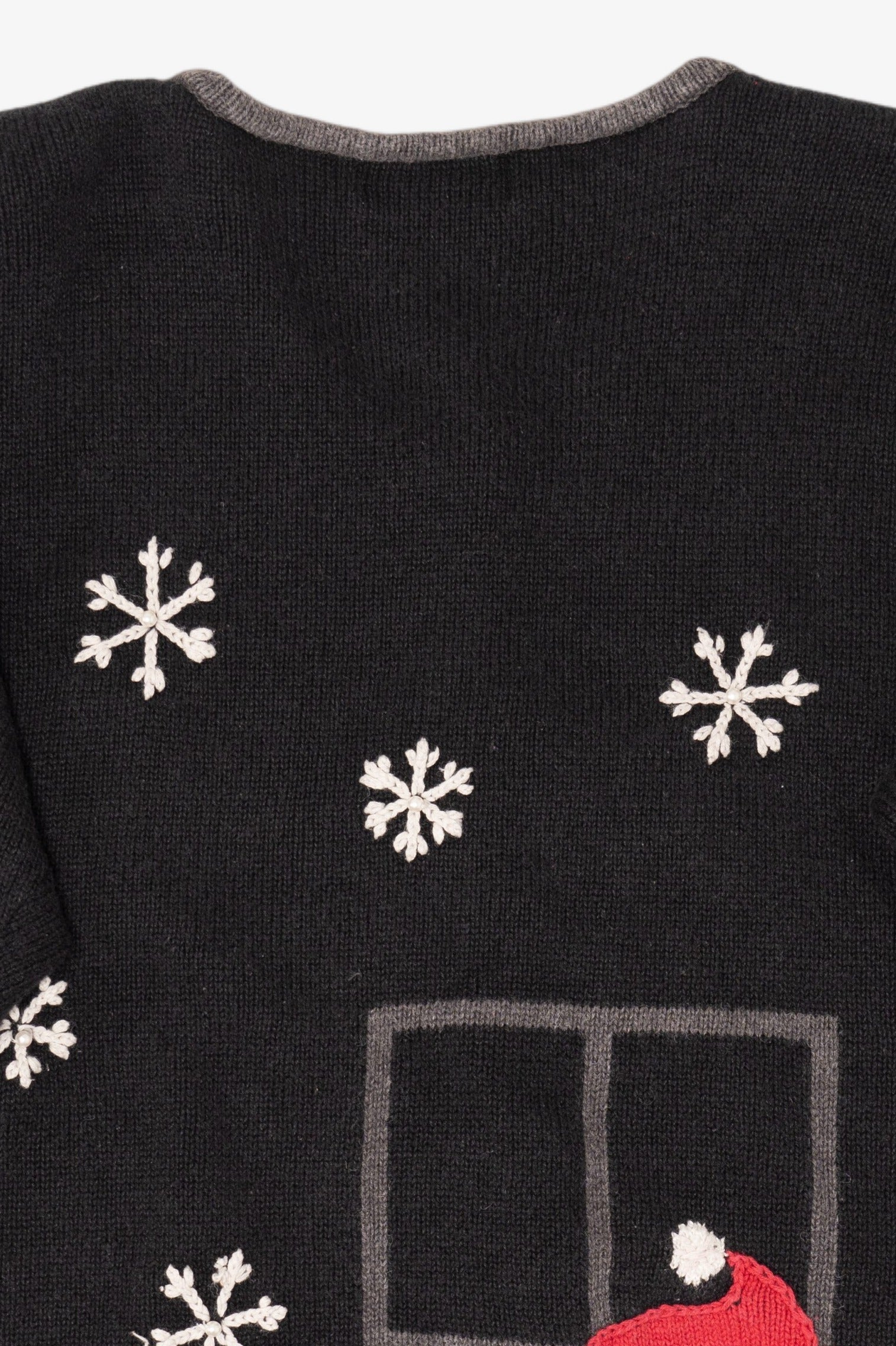 Vintage Black Santa In The Window Ugly Christmas Cardigan (1990s)