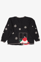 Vintage Black Santa In The Window Ugly Christmas Cardigan (1990s)