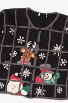 Vintage Black Santa In The Window Ugly Christmas Cardigan (1990s)