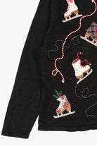 Vintage Black Talbots Ice Skates Ugly Christmas Cardigan (1990s)