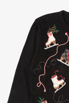 Vintage Black Talbots Ice Skates Ugly Christmas Cardigan (1990s)