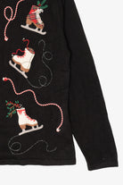 Vintage Black Talbots Ice Skates Ugly Christmas Cardigan (1990s)