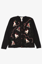 Vintage Black Talbots Ice Skates Ugly Christmas Cardigan (1990s)