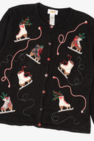 Vintage Black Talbots Ice Skates Ugly Christmas Cardigan (1990s)