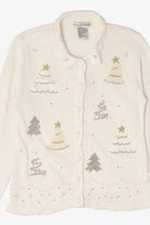 Vintage White Victoria Jones Trees Christmas Cardigan (1990s)