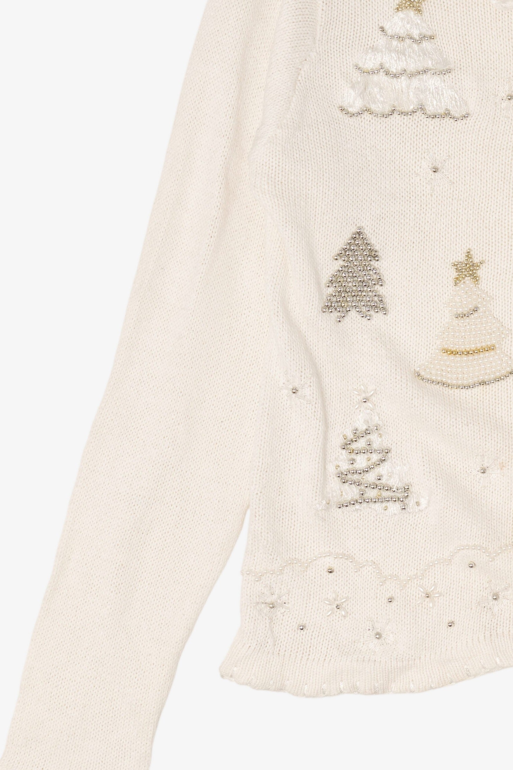 Vintage White Victoria Jones Trees Christmas Cardigan (1990s)