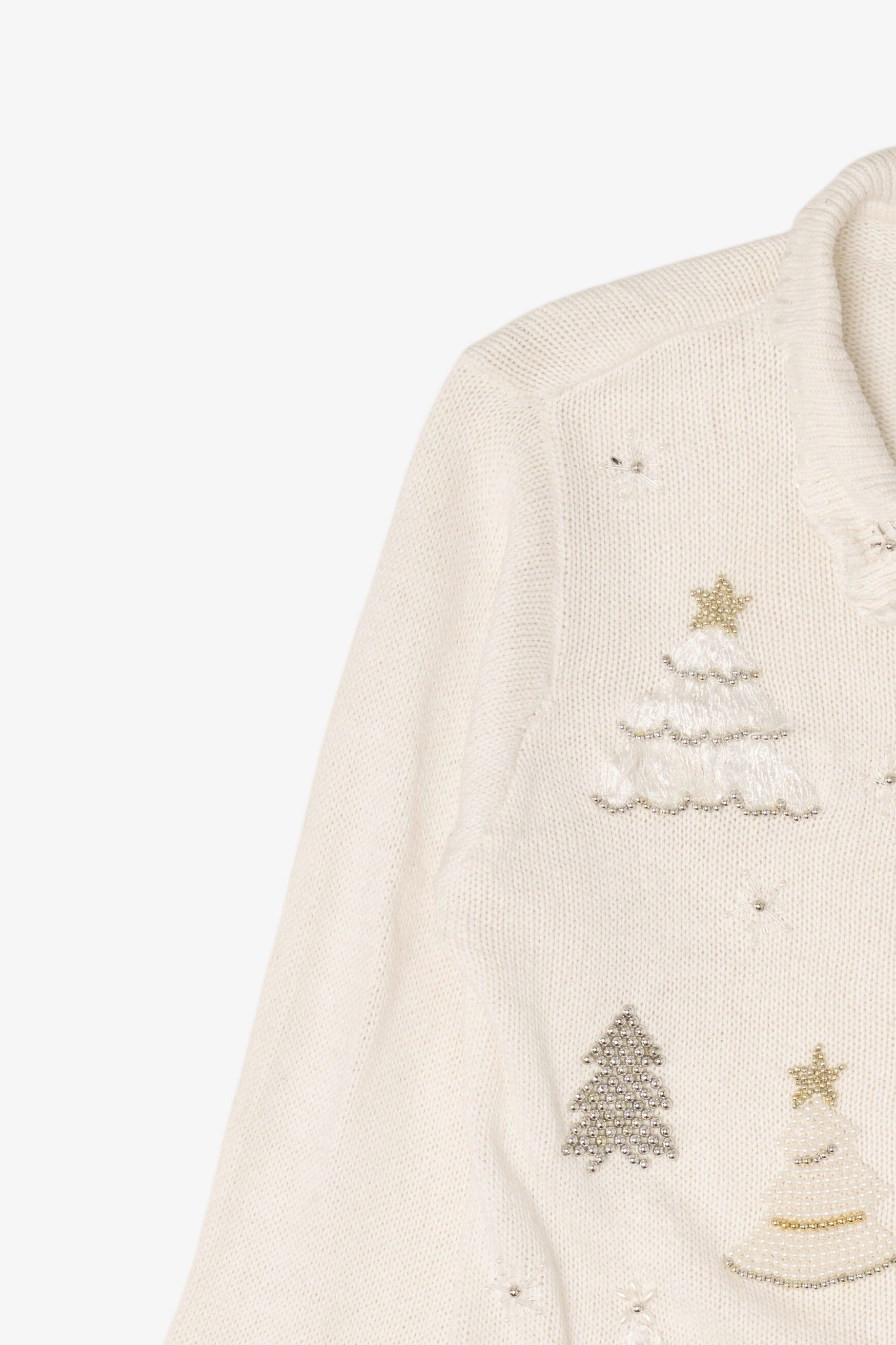 Vintage White Victoria Jones Trees Christmas Cardigan (1990s)