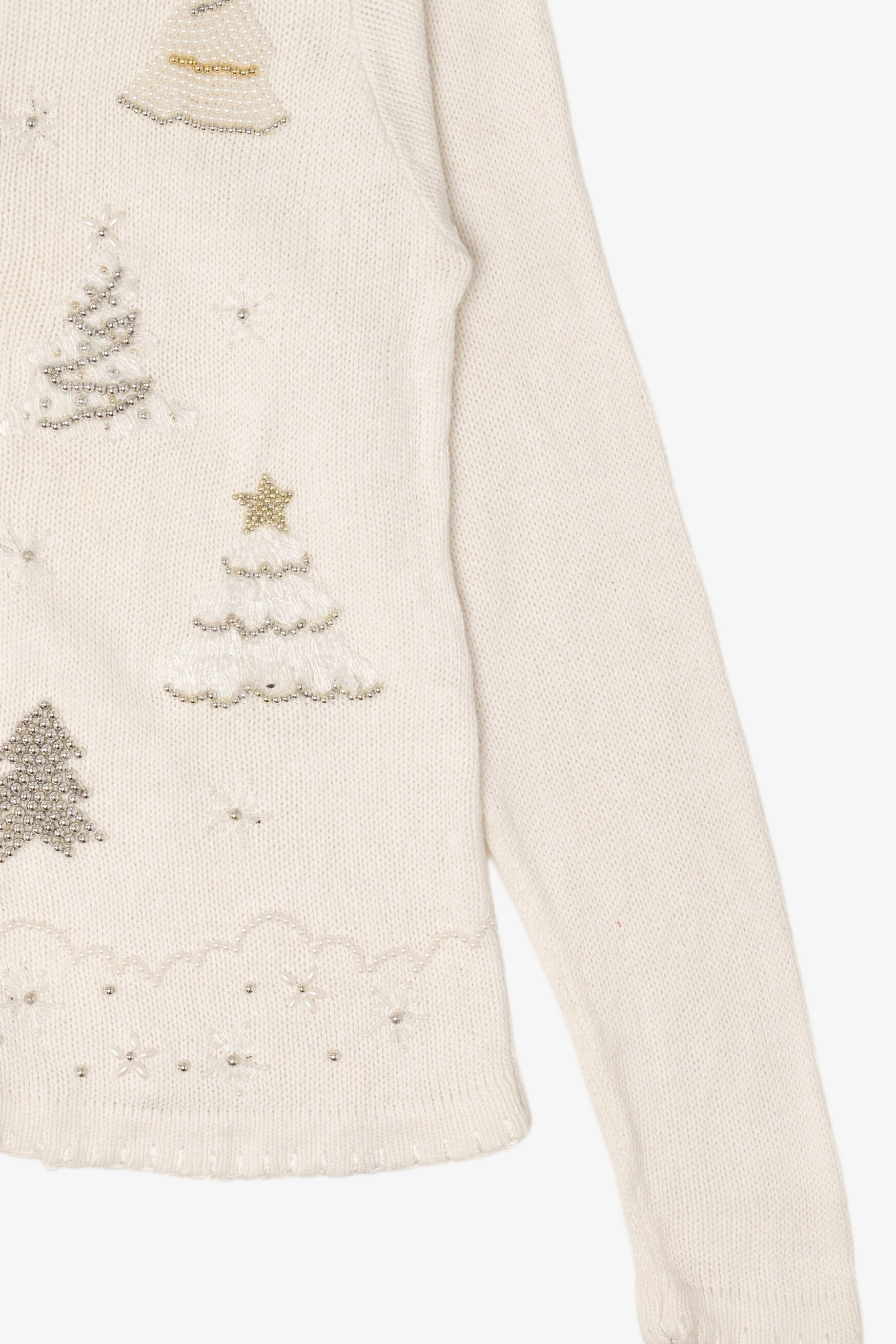 Vintage White Victoria Jones Trees Christmas Cardigan (1990s)