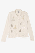 Vintage White Victoria Jones Trees Christmas Cardigan (1990s)