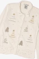 Vintage White Victoria Jones Trees Christmas Cardigan (1990s)