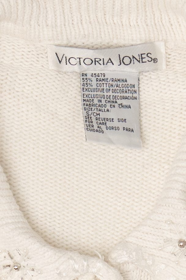 Vintage White Victoria Jones Trees Christmas Cardigan (1990s)