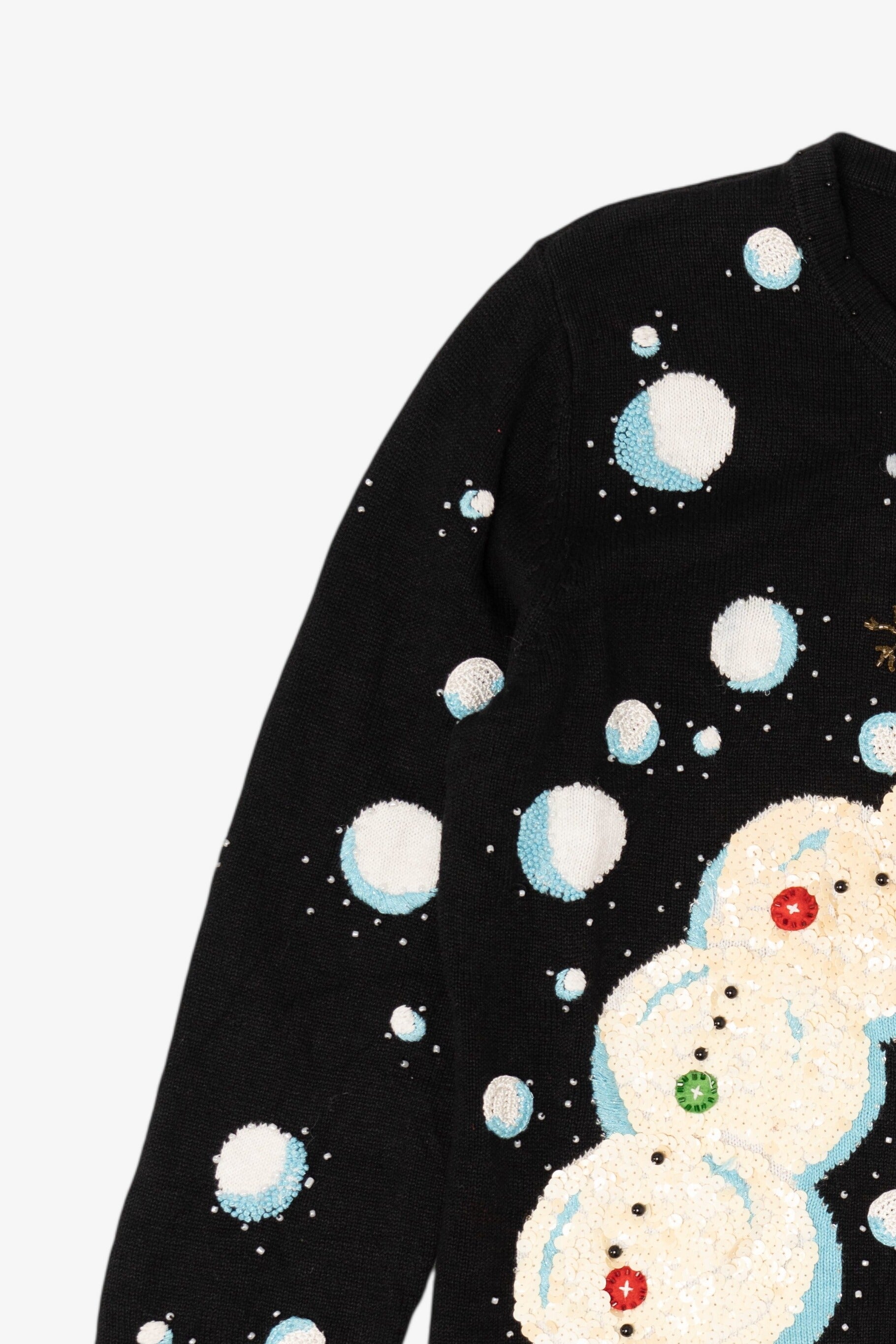 Vintage Black Berek Snowmen Ugly Christmas Cardigan (1990s)