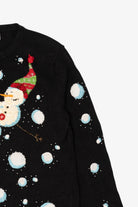 Vintage Black Berek Snowmen Ugly Christmas Cardigan (1990s)