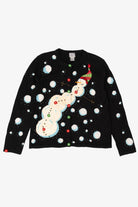 Vintage Black Berek Snowmen Ugly Christmas Cardigan (1990s)