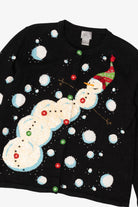 Vintage Black Berek Snowmen Ugly Christmas Cardigan (1990s)