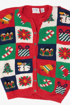 Vintage Red Ashley Ugly Christmas Cardigan (1990s)