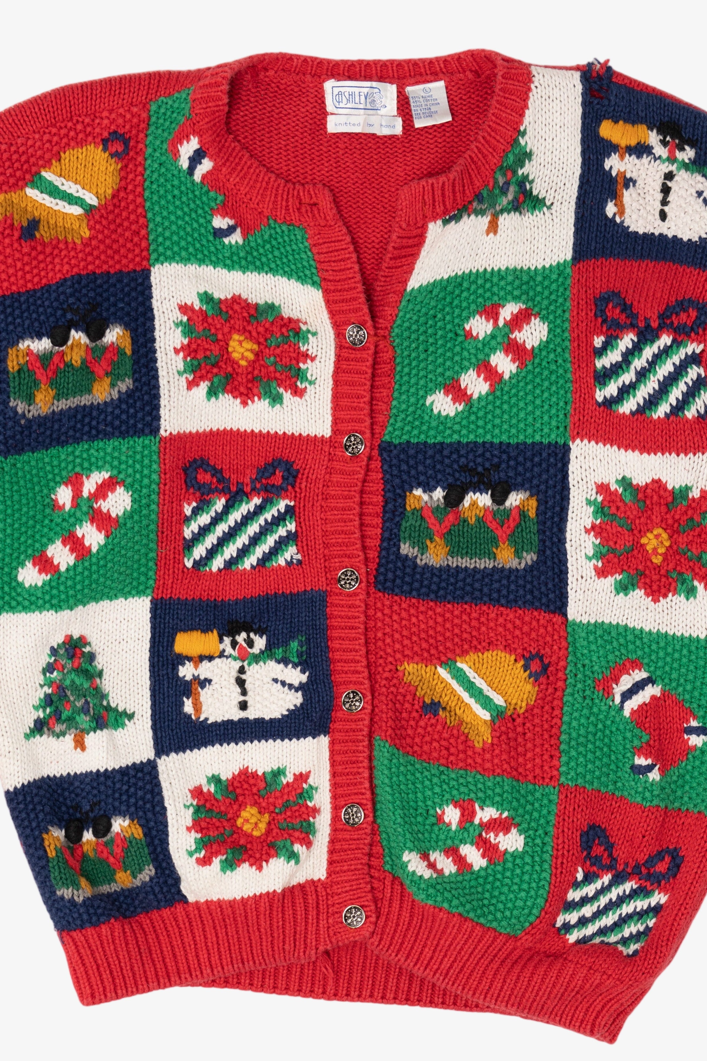 Vintage Red Ashley Ugly Christmas Cardigan (1990s)