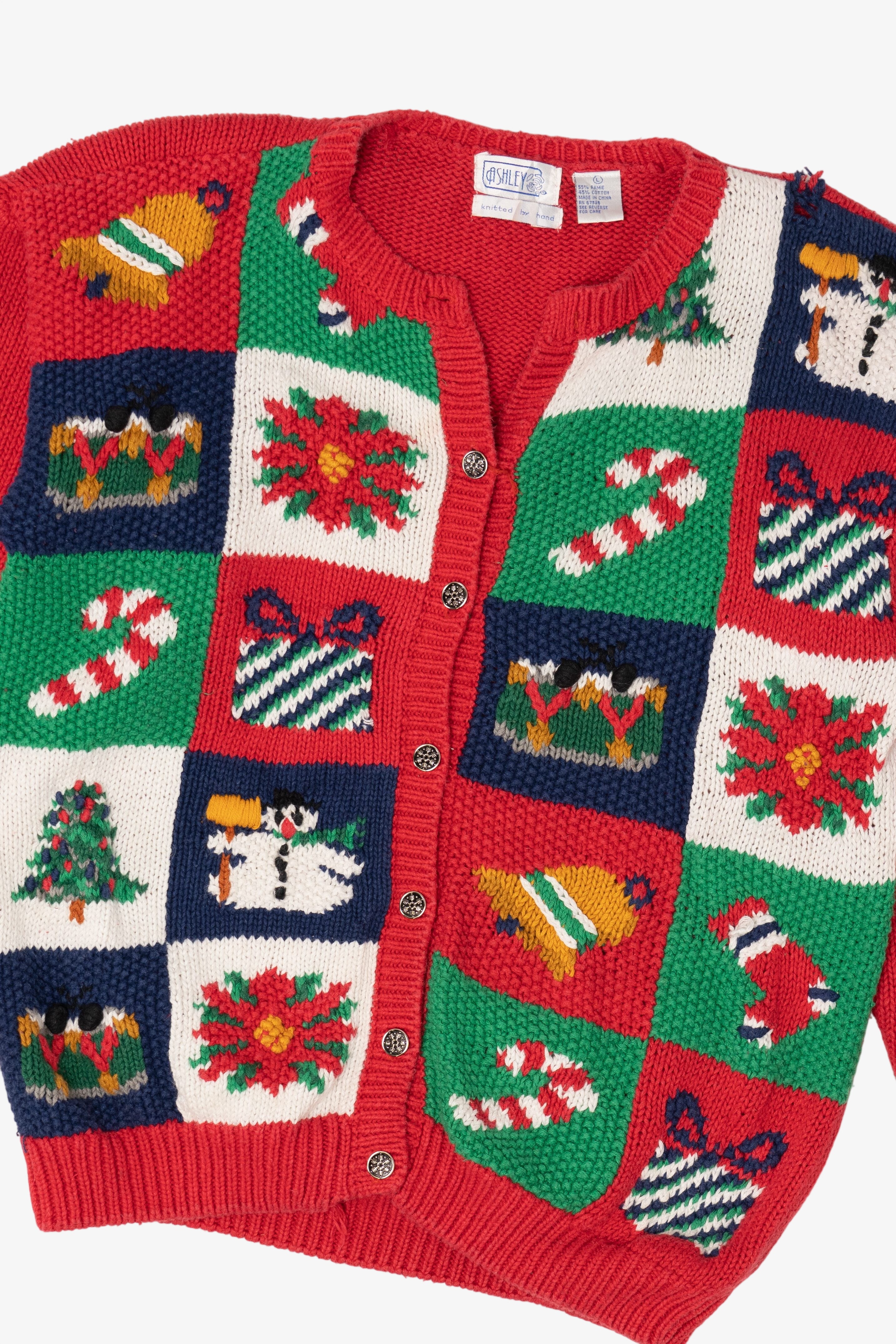 Vintage Red Ashley Ugly Christmas Cardigan (1990s)