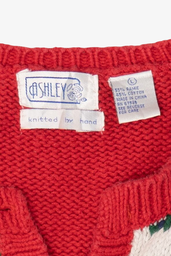Vintage Red Ashley Ugly Christmas Cardigan (1990s)