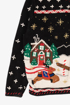 Vintage Black Designers Originals Studio Reindeer Ugly Christmas Cardigan (1990s)