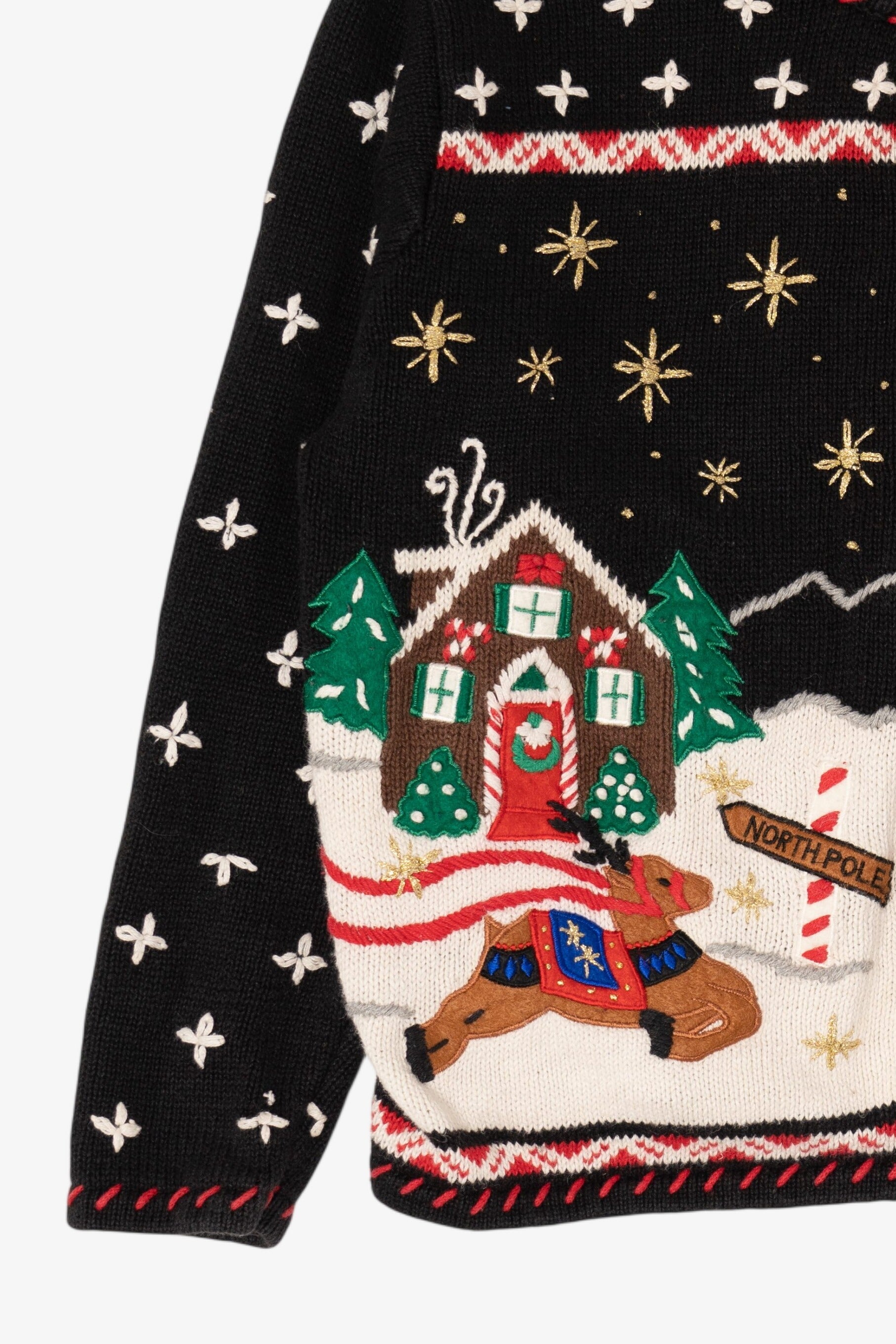 Vintage Black Designers Originals Studio Reindeer Ugly Christmas Cardigan (1990s)