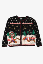 Vintage Black Designers Originals Studio Reindeer Ugly Christmas Cardigan (1990s)