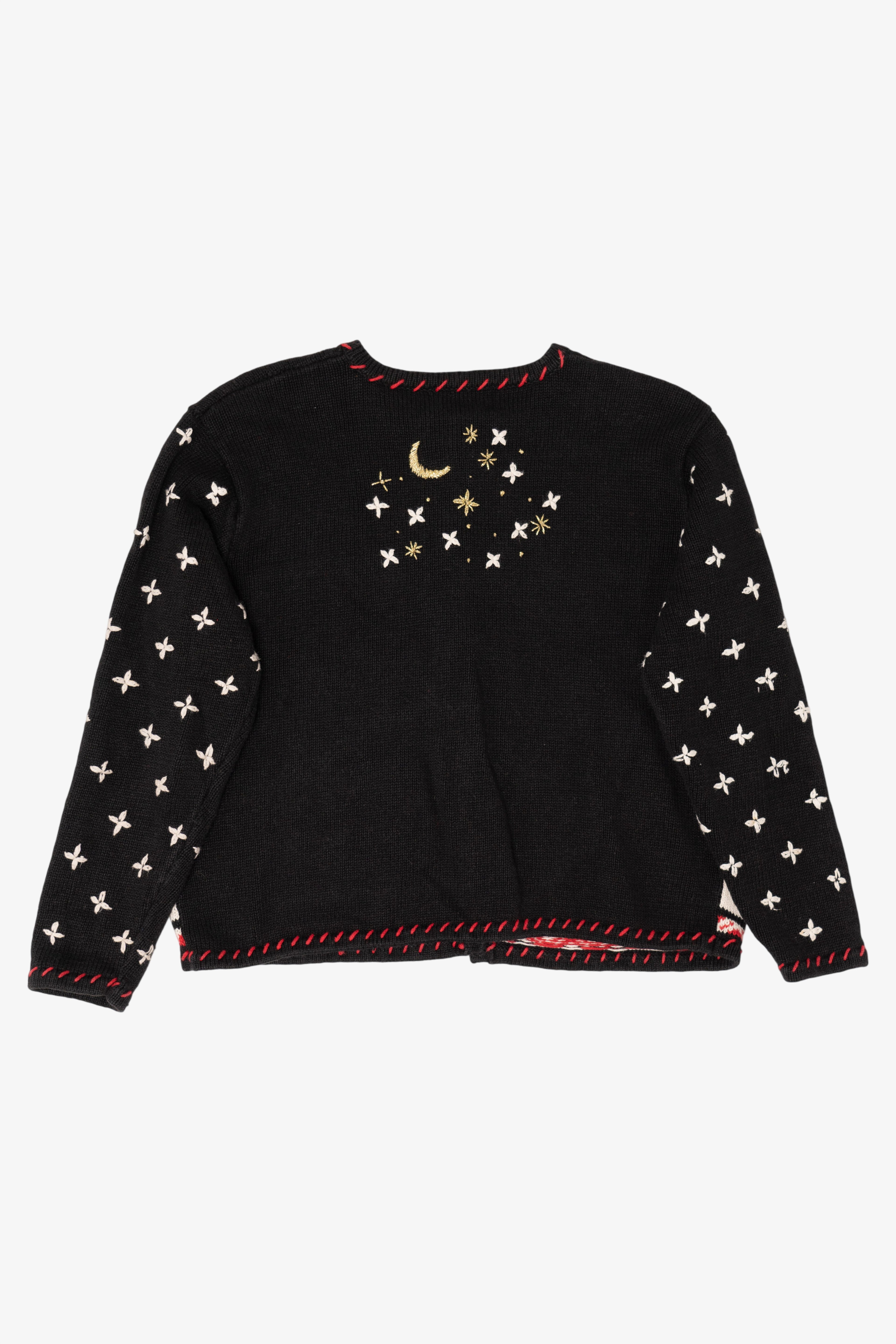 Vintage Black Designers Originals Studio Reindeer Ugly Christmas Cardigan (1990s)