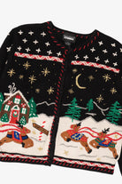 Vintage Black Designers Originals Studio Reindeer Ugly Christmas Cardigan (1990s)