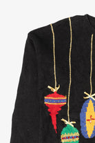 Vintage Hand Loomed Black Northern Isles Ornaments Ugly Christmas Cardigan (1990s)