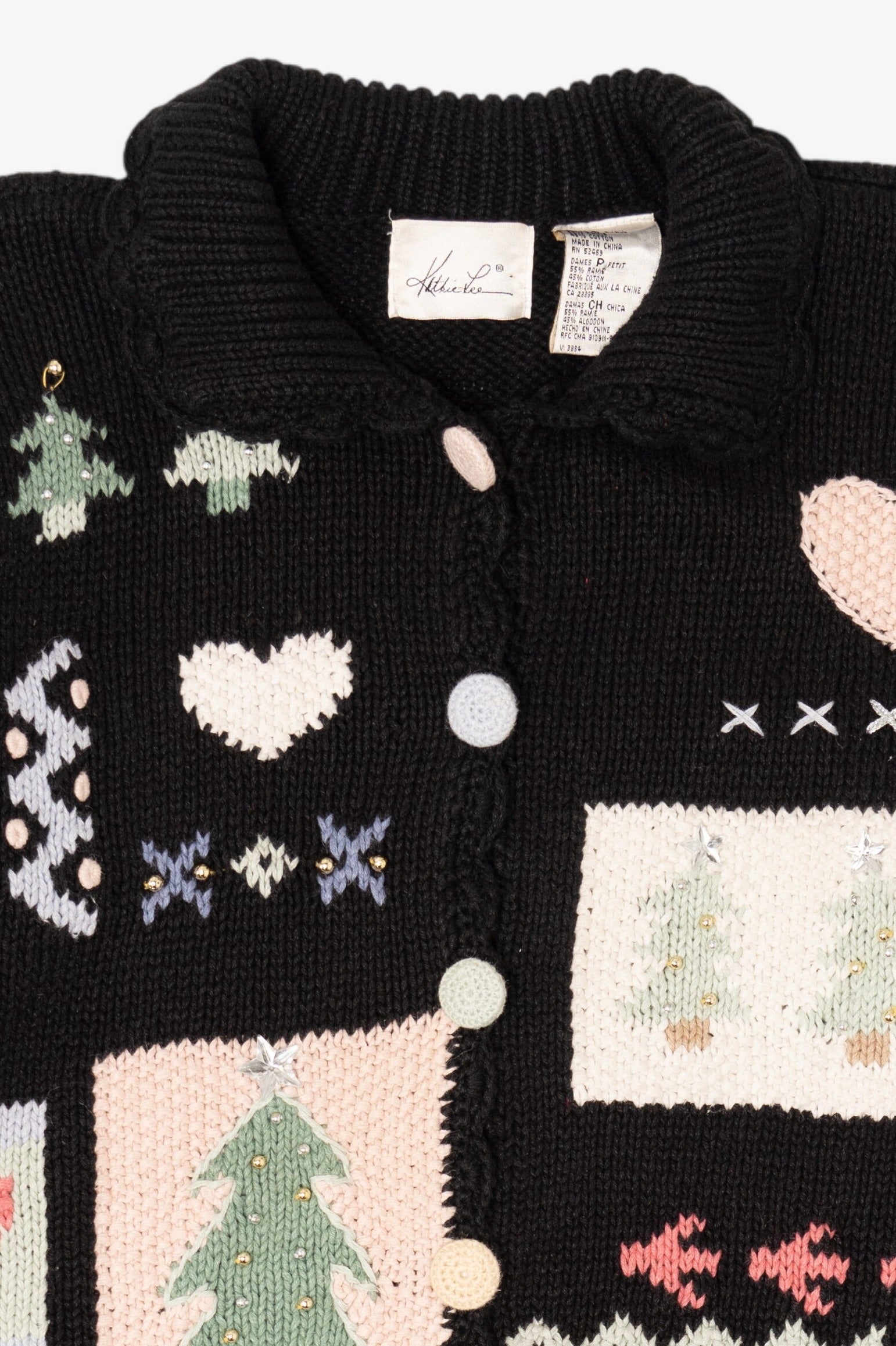 Vintage Black Kathie Lee Ugly Christmas Cardigan (1990s)