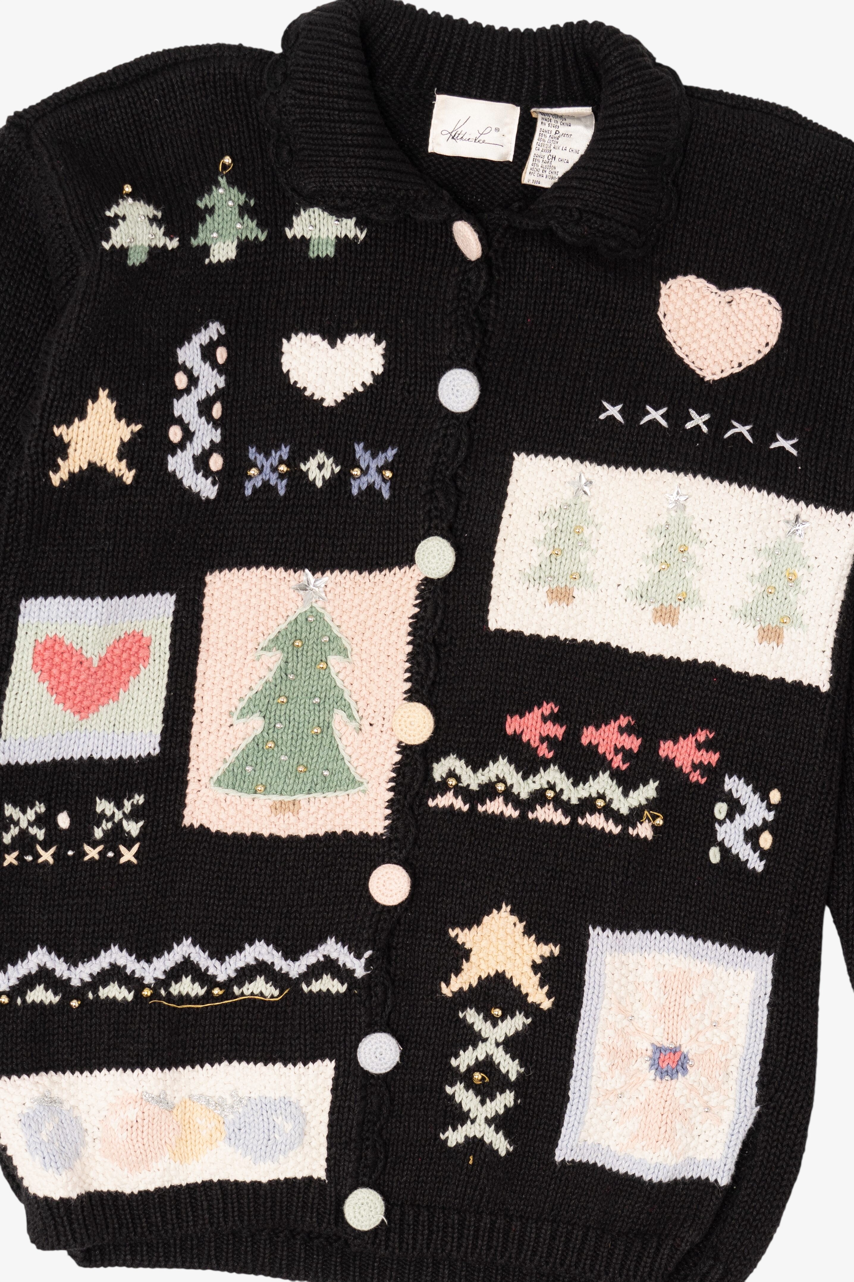 Vintage Black Kathie Lee Ugly Christmas Cardigan (1990s)