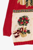 Vintage Red Heirloom Collectible Ugly Christmas Cardigan (1990s)