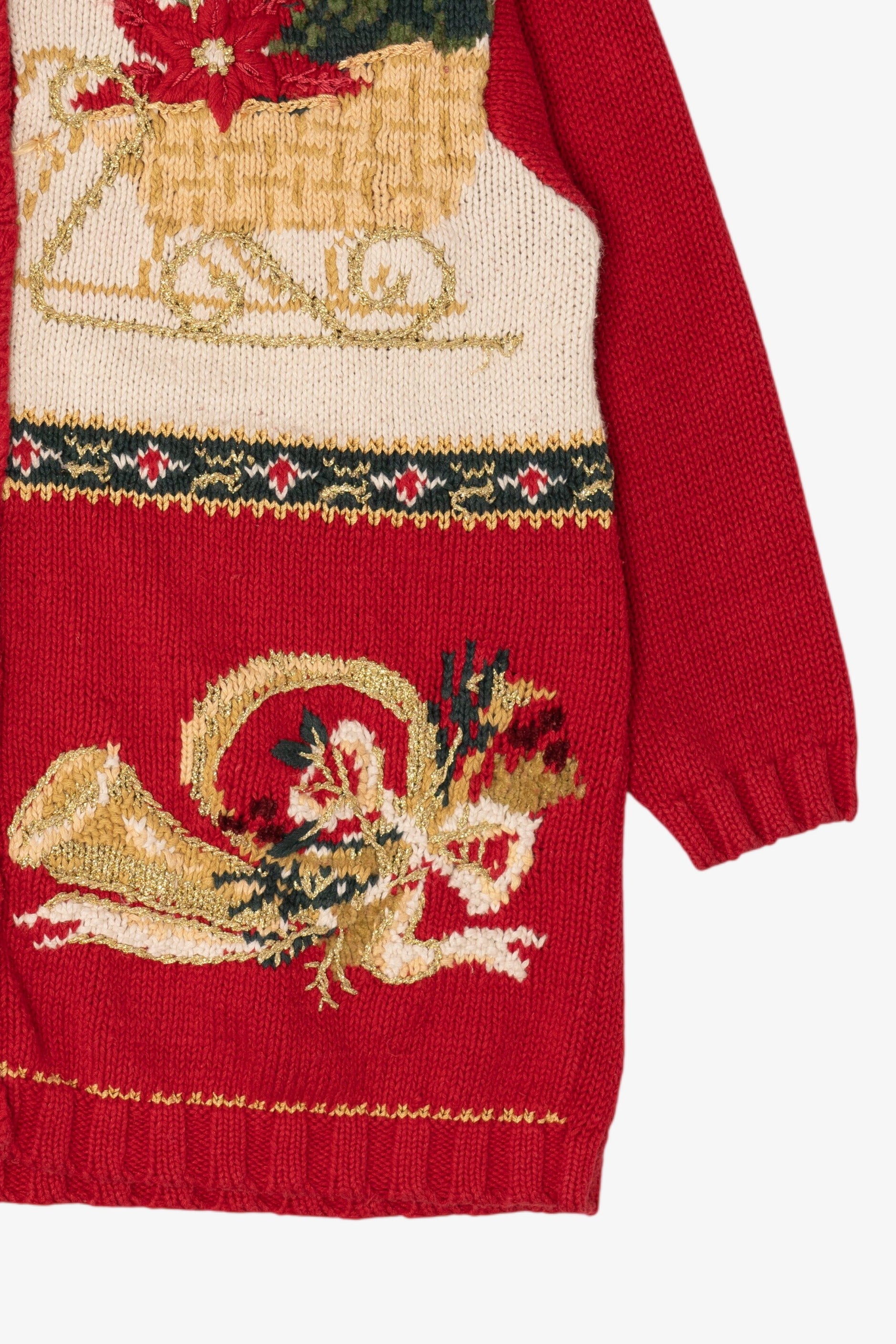 Vintage Red Heirloom Collectible Ugly Christmas Cardigan (1990s)